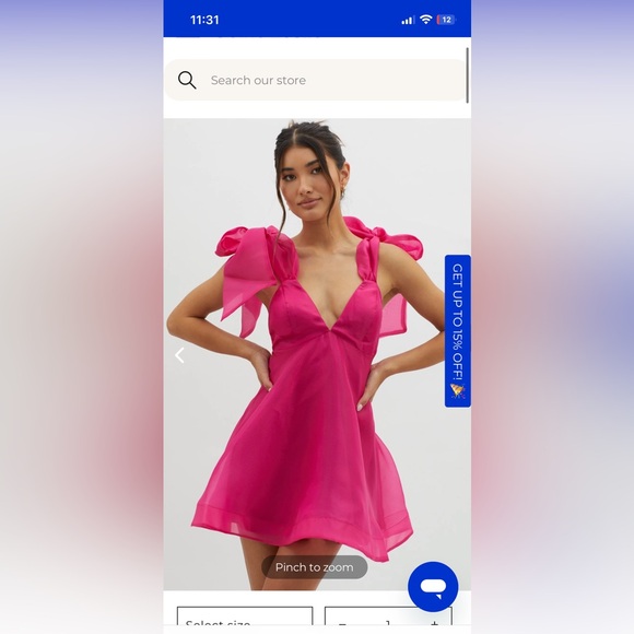 SELFIE LESLIE CHANTILLY TIED SHOULDER MINI DRESS FUCHSIA - Picture 3 of 5